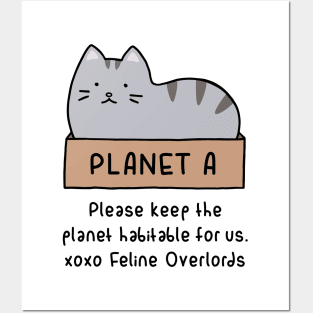 Gray Cat - Habitable Planet (White) Posters and Art